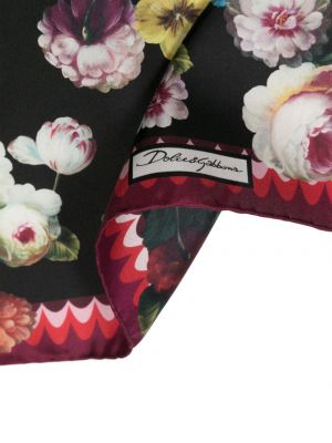 Echarpe en soie à fleurs à imprimé Dolce & Gabbana noir