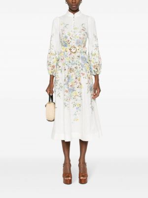 Květinové midi šaty s potiskem Zimmermann bílé