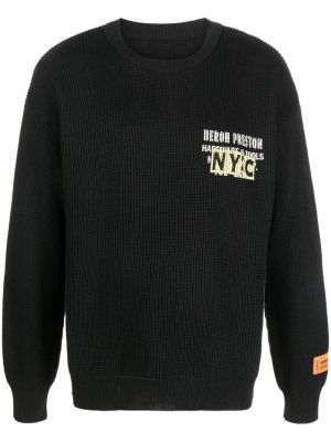 Pleten pulover s potiskom Heron Preston črna