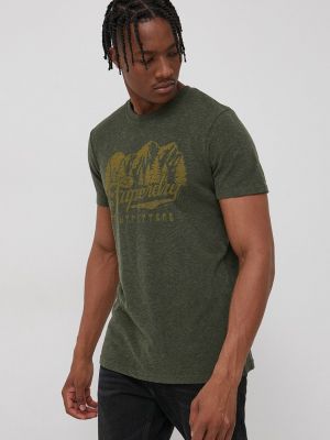 Меланж тениска с дълъг ръкав Superdry зелено