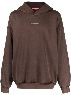 Pamučna hoodie s kapuljačom jednobojna Monochrome smeđa