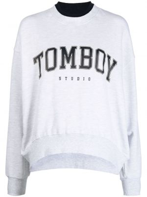 Raštuotas džemperis be gobtuvo Studio Tomboy pilka