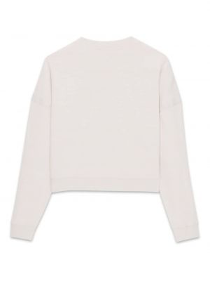 Bavlněný svetr s výšivkou Saint Laurent bílý