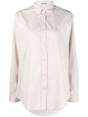 Bavlněná košile s výšivkou Miu Miu bílá