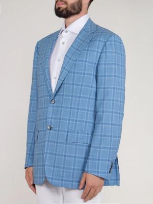 Шерстяной пиджак Kiton голубой