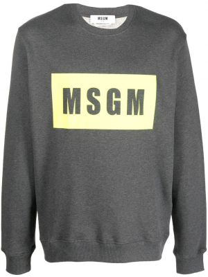 Памучен пуловер с принт Msgm сиво