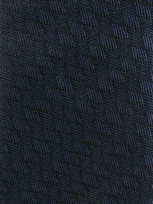 Hedvábná kravata se vzorem rybí kosti Emporio Armani modrá