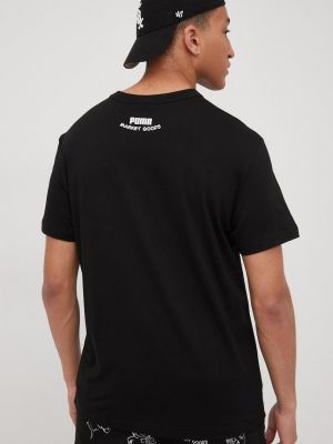 Bavlněné tričko s potiskem Puma černé