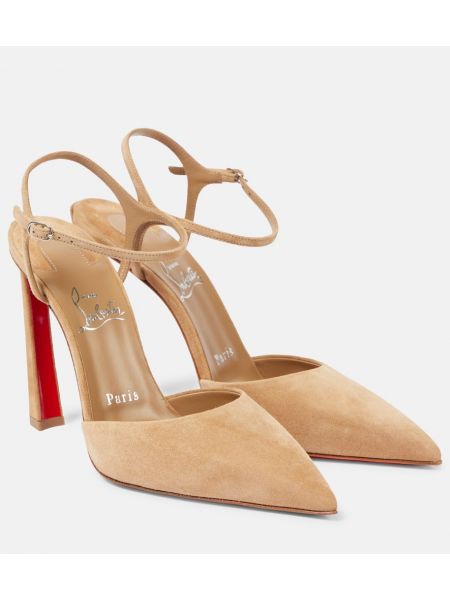 Slingback semsket skinn stropper pumper Christian Louboutin beige