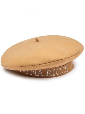 Raštuotas beretė su kristalais Nina Ricci ruda