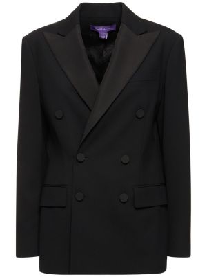 Volnena jakna iz krep tkanine Ralph Lauren Collection črna