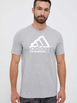 Pamut póló Adidas szürke