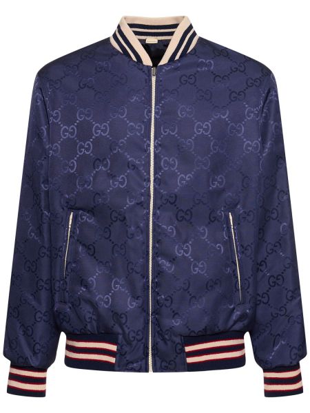 Niebieska nylonowa kurtka Gucci