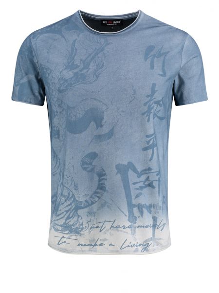 Marškinėliai su tigro raštu Key Largo mėlyna