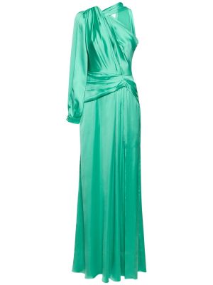Drapované saténové dlouhé šaty Zuhair Murad zelené