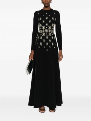 Krepinis vakarinė suknelė su kristalais Dina Melwani juoda