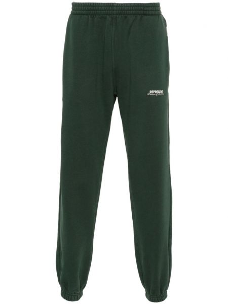 Памучни спортни панталони Represent зелено