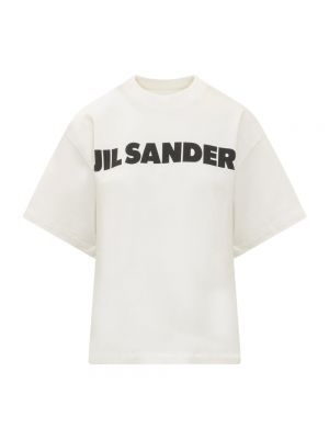 Koszulka bawełniana z nadrukiem z krótkim rękawem Jil Sander biała