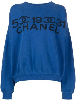 Bluza wełniana z nadrukiem Chanel Pre-owned niebieska