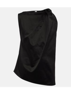 Drapovaný bavlnený ľanový top Totême čierna