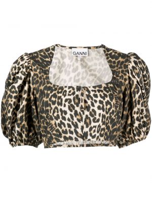 Bluză cu imagine cu model leopard Ganni
