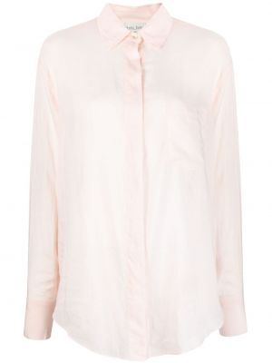 Prozirna pamučna svilena košulja Forte_forte ružičasta
