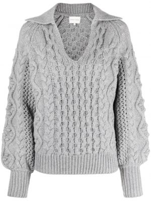 Пуловер с v-образно деколте Loulou Studio сиво
