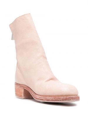 Kožené kotníkové boty na zip Guidi růžové