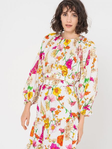 Блузка в цветочек с принтом Sundek белая