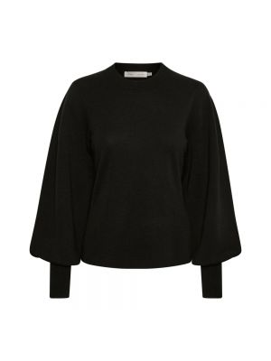 Sweter z rękawami balonowymi z okrągłym dekoltem Inwear czarny