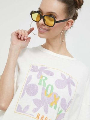 Tricou cu model floral cu croială lejeră Roxy bej