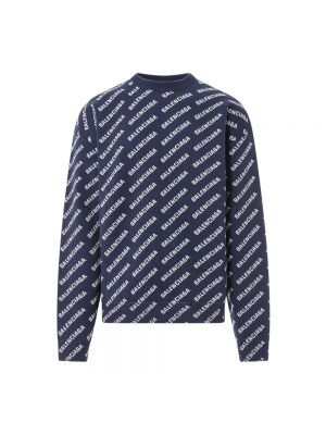 Dzianinowy sweter Balenciaga niebieski