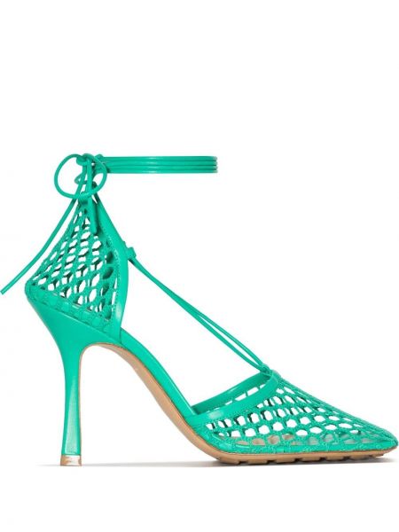 Мрежести полуотворени обувки Bottega Veneta зелено
