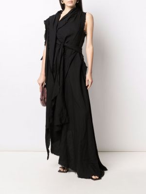 Vestido de noche asimétrico drapeado Yohji Yamamoto negro