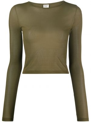 Прозрачна тениска Saint Laurent зелено