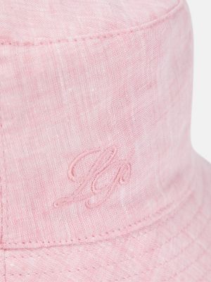 Lněný klobouk Loro Piana růžový
