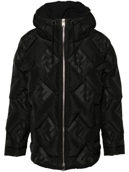 Pernata jakna s kapuljačom Fendi crna