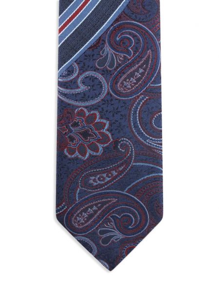 Žakárová hedvábná kravata s paisley potiskem Etro modrá