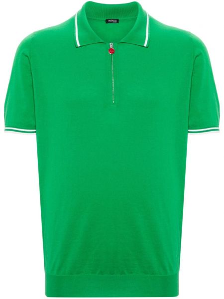 Bombažna polo majica s črtami Kiton zelena