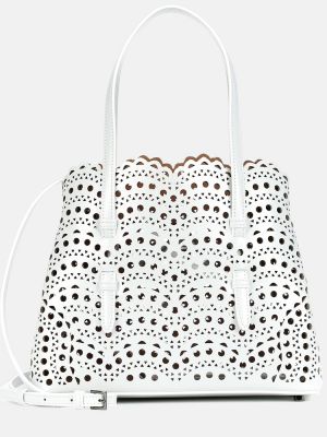 Kožna shopper torbica Alaã¯a bijela