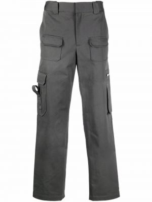 Bombažne ravne hlače Helmut Lang siva