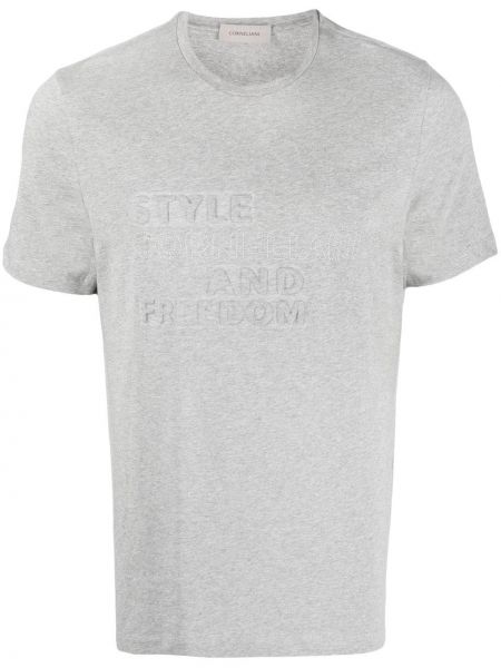 T-shirt avec imprimé slogan à imprimé Corneliani gris