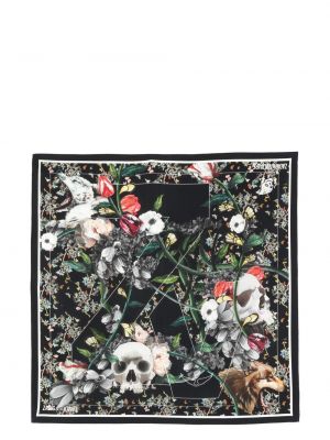 Fular de mătase cu model floral cu imagine Zadig&voltaire negru