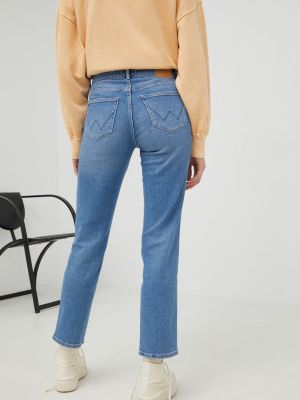 Straight fit džíny s vysokým pasem Wrangler modré