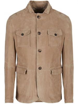 Kožna jakna s džepovima Giorgio Armani