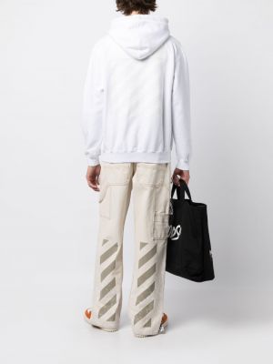 Kokvilnas kapučdžemperis ar apdruku Off-white balts