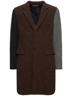 Νάιλον μάλλινο παλτό tweed Comme Des Garçons Shirt καφέ