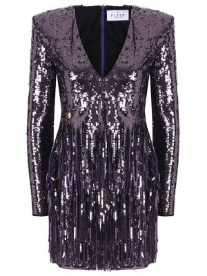 Платье с пайетками Philipp Plein, фиолетовое