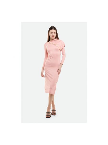 Sukienka midi z długim rękawem Elisabetta Franchi różowa