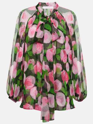 Svilena bluza s cvetličnim vzorcem Carolina Herrera